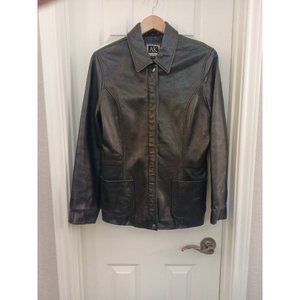 Women's Anne Klein Soft Genuine Lamb Skin Black Jacket With Pockets Size Medium